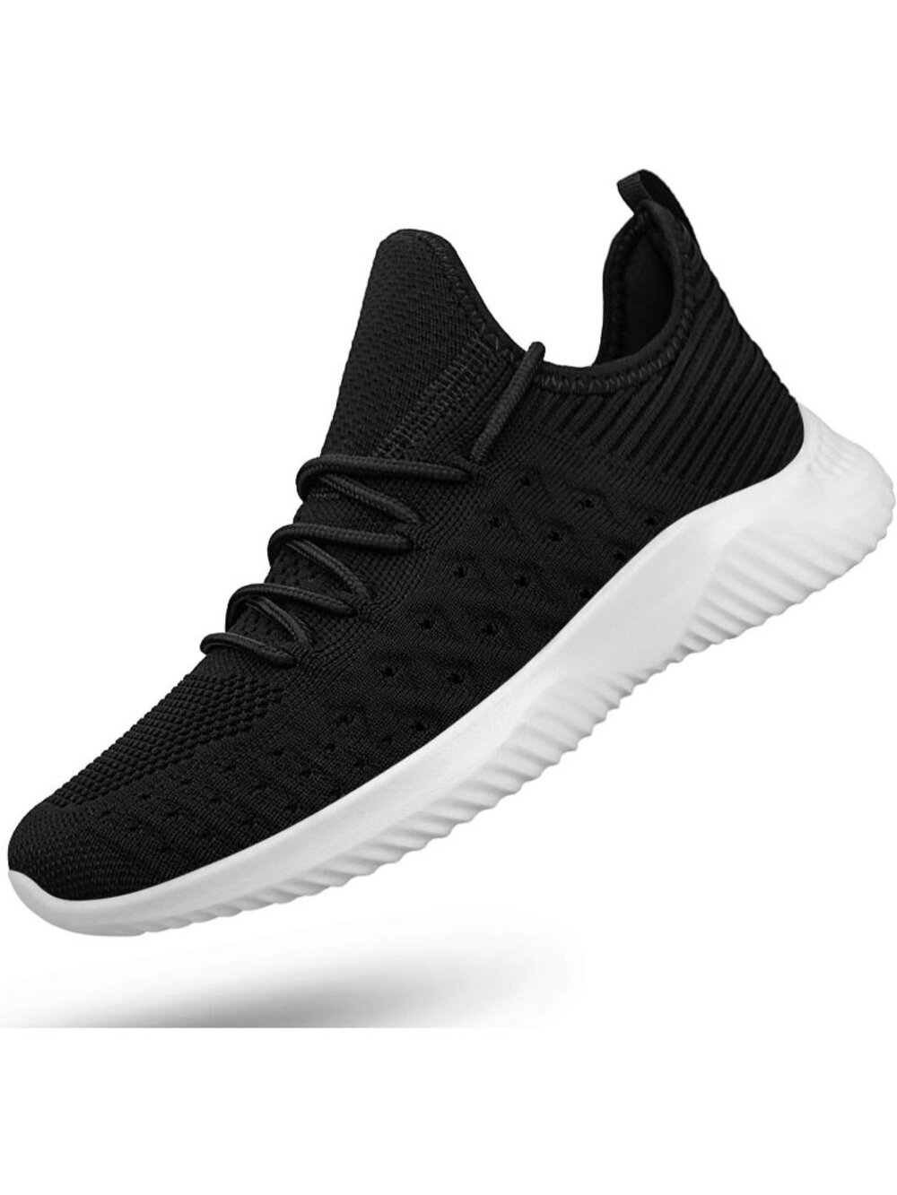 Women's Black And White Non Slip Lightweight Breathable Slip On Walking Sneaker